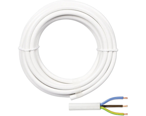 HSB Tuyau flexible H05VV-F 3x1,0 mm² 5 m blanc Câble électrique blanc en anneau et en coupe transversale