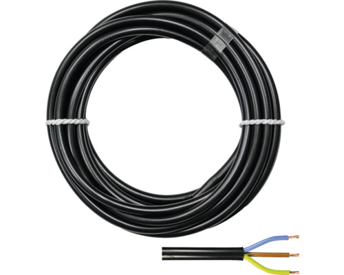 Tuyau flexible H03VV-F 3x0,75 mm² 5 m noir Câble d''alimentation noir enroulé