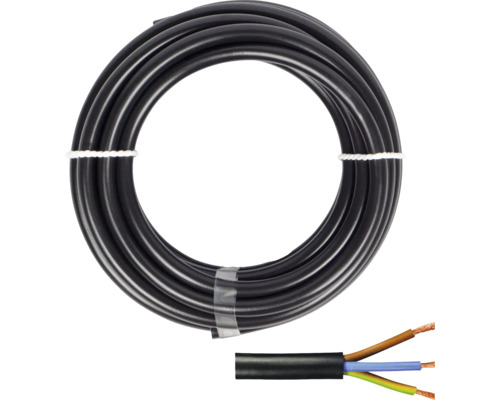 Tuyau flexible H05 VV-F 3G1,5 mm² 5 m noir Câble de terre noir en anneau avec extrémité coupée