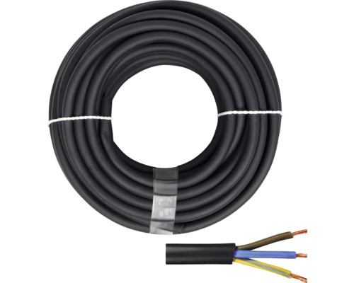 Gummischlauchleitung H05 RR-F 3G1,5 mm² 10 m schwarz Schwarzes Elektrokabel aufgerollt