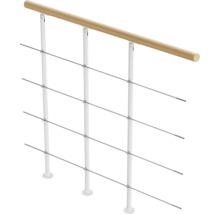 Garde-corps avec main courante en bois et câbles en acier inoxydable