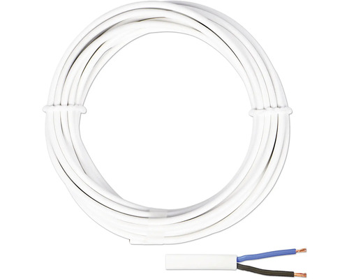 HSB Tuyau flexible H03VVH2-F 2x0,75 mm² 5 m blanc Câble gainé blanc en anneau