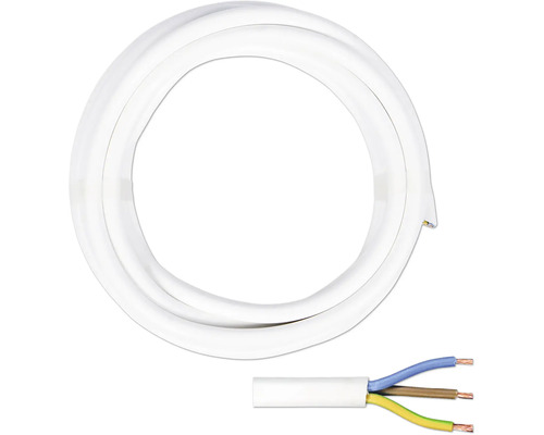 Tuyau flexible H05 VV-F 3G1,5 mm² 5 m blanc Câble d''alimentation blanc