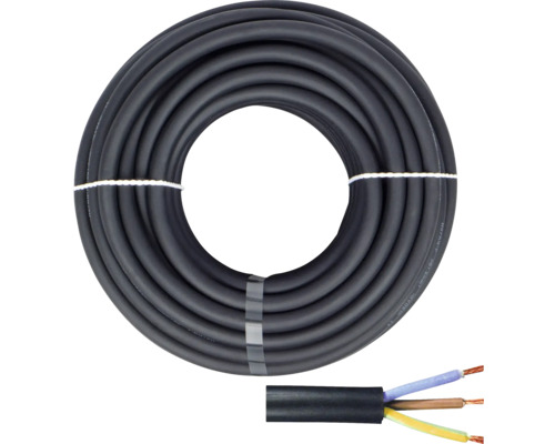 Gummischlauchleitung H07 RN-F 3G1,5 mm² 10 m schwarz Ringförmig aufgerolltes Erdkabel mit drei Adern