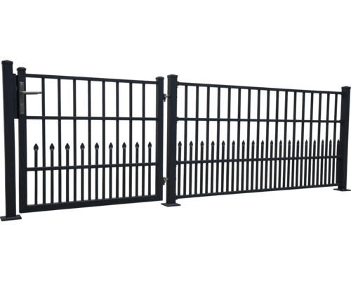 Doppeltor und Zaun aus Metall für den Aussenbereich