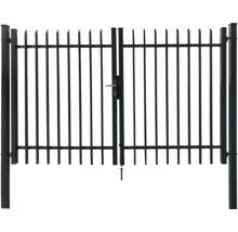 Doppeltor Porto 300 x 180 cm inkl. Torpfosten 7,6 x 7,6 cm zum Einbetonieren anthrazit