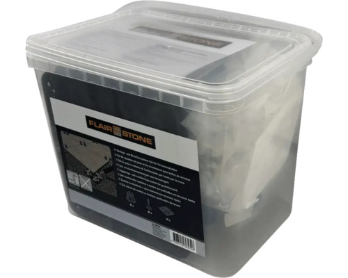 Kit d''entretoises Flair Stone pour dalles de terrasse dans une boîte de rangement transparente
