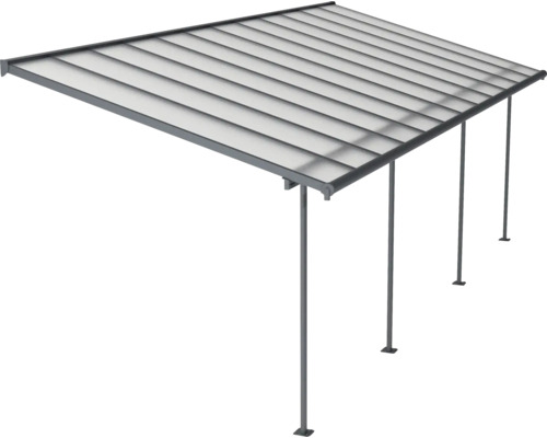 Freistehendes Terrassendach mit Stahlrahmen und lichtdurchlässigen Paneelen