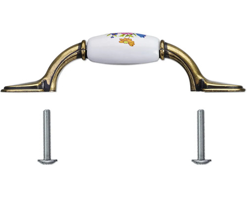 Poignée de meuble en métal et céramique avec vis