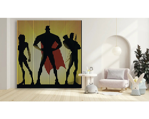 Dekoratives Wandbild mit Superheldenmotiv im Kinderzimmer