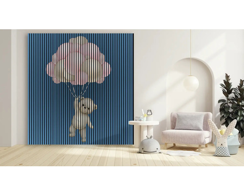Dekoratives Wandpaneel mit Bärenmotiv und Ballons im Kinderzimmer