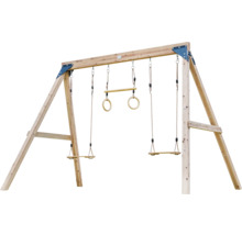 Holzschaukelgerüst mit zwei Schaukeln und Turnringen