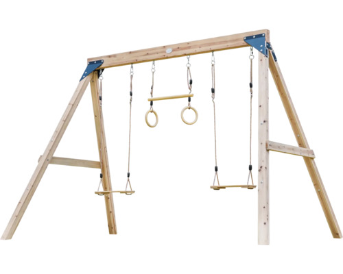 Holzschaukelgerüst mit zwei Schaukeln und Turnringen