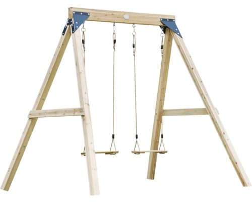 Holzschaukelgestell mit zwei Schaukeln für den Garten
