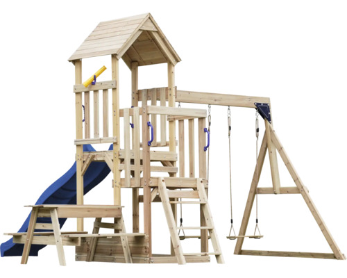 Spielturm mit Rutsche und Schaukel für den Garten