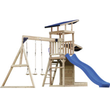 Holzspielplatz mit Schaukel und Rutsche für den Außenbereich