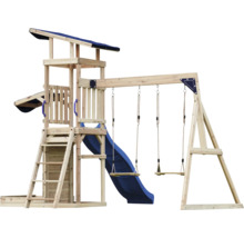 Spielturm aus Holz mit Rutsche und Schaukeln für den Außenbereich