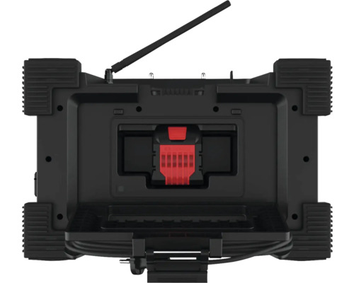 Vue arrière d''une radio de chantier avec antenne
