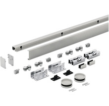 Kit de ferrures pour porte coulissante avec rails, chariots et matériel de fixation