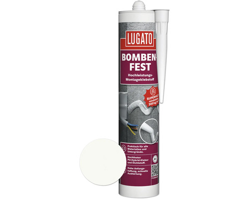 Colle de montage/Mastic Lugato Bombenfest blanc 480 g