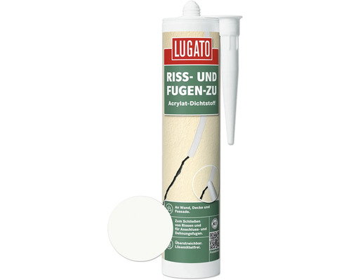 Matériau d'étanchéité acrylique Lugato fissures et joints bouchés blanc 310 ml