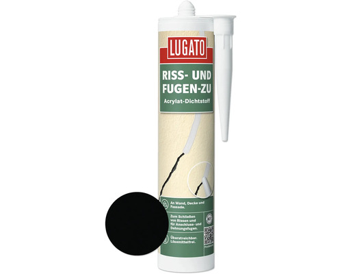 Matériau d'étanchéité acrylique Lugato fissures et joints bouchés noir 310 ml
