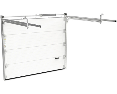 Porte de garage ouverte avec système de rails