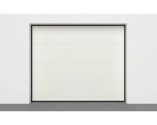 Porte de garage porte sectionnelle Eco 2500x2125 mm Sandgrain Rainure L RAL 9016 avec motorisation, 2 émetteurs portatifs