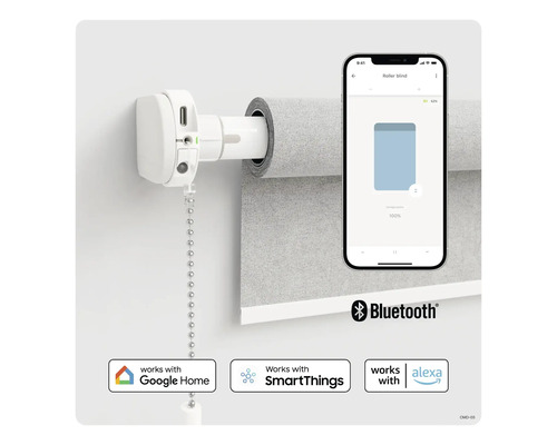 Store enrouleur intelligent avec commande par smartphone et intégration d''assistants vocaux