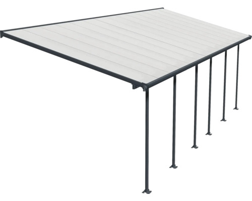 Terrassenüberdachung mit Lamellendach und Stützpfosten