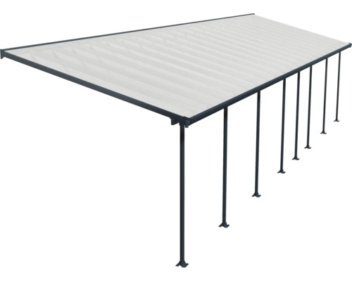 Toiture pour terrasse CANOPIA by Palram Feria 3x12.20 1220 x 294 cm anthracite Toit de terrasse autoportant avec poteaux en acier et panneaux translucides