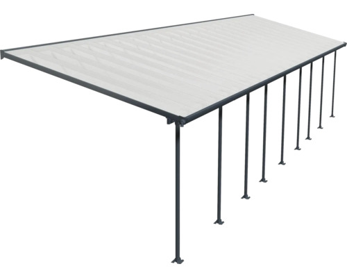 Toiture pour terrasse CANOPIA by Palram Feria 3x12.76 1276 x 294 cm anthracite Pergola de terrasse autoportante avec toit en textile pour la protection contre le soleil et la pluie légère