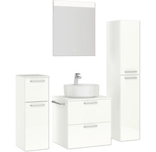 Badmöbel-Set NOBILIA Modern BxHxT 140 x 169,1 x 49 cm Frontfarbe weiß hochglanz mit Spiegel mit LED-Beleuchtung Unterschrank Midischrank Griff chrom matt 619