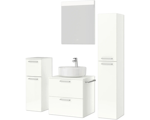 Badezimmergarnitur mit Waschtisch, Spiegelschrank und Hochschrank