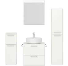 Badmöbel-Set NOBILIA Modern BxHxT 140 x 169,1 x 49 cm Frontfarbe weiß mit Spiegel mit LED-Beleuchtung Unterschrank Midischrank Griff chrom matt 617