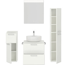 Badmöbel-Set NOBILIA Modern BxHxT 140 x 169,1 x 49 cm Frontfarbe weiß mit Spiegel mit LED-Beleuchtung Unterschrank Midischrank Griff chrom matt 617