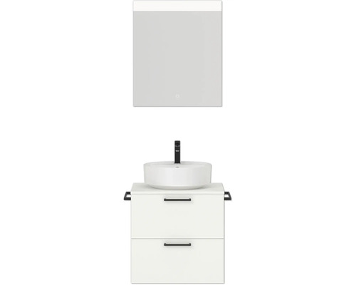 Badmöbel-Set NOBILIA Modern BxHxT 60 x 169,1 x 49 cm Frontfarbe weiß mit Spiegelschrank mit LED-Beleuchtung Griff schwarz 600 Badmöbel-Set NOBILIA Modern BxHxT 60 x 169,1 x 49 cm Frontfarbe weiß mit Spiegelschrank mit LED-Beleuchtung Griff schwarz 600