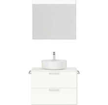 Badmöbel-Set NOBILIA Modern BxHxT 80 x 169,1 x 49 cm Frontfarbe weiß hochglanz mit Spiegel eckig mit LED-Beleuchtung Griff chrom matt 651