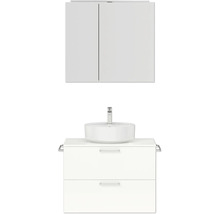 Badmöbel-Set NOBILIA Modern BxHxT 80 x 169,1 x 49 cm Frontfarbe weiß hochglanz mit Spiegelschrank mit LED-Beleuchtung Griff chrom matt 659