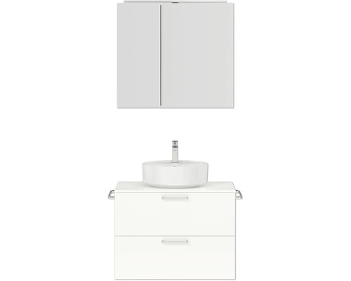 Ensemble de meubles de salle de bains NOBILIA Modern lxhxp 80 x 169,1 x 49 cm couleur de façade blanc haute brillance avec armoire de toilette à éclairage LED poignée chrome mat 659