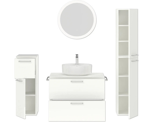 Ensemble de salle de bains avec lavabo, miroir et armoire