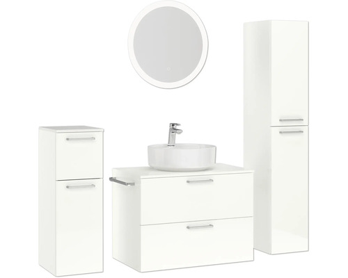 Ensemble de salle de bains avec lavabo, meuble sous-vasque, armoire de toilette et miroir