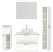 Badmöbel-Set NOBILIA Modern BxHxT 160 x 169,1 x 49 cm Frontfarbe weiß hochglanz mit Spiegel mit LED-Beleuchtung Unterschrank Midischrank Griff chrom matt 675