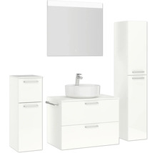 Badmöbel-Set NOBILIA Modern BxHxT 160 x 169,1 x 49 cm Frontfarbe weiß hochglanz mit Spiegel mit LED-Beleuchtung Unterschrank Midischrank Griff chrom matt 675