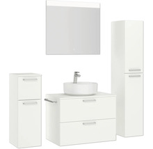 Badmöbel-Set NOBILIA Modern BxHxT 160 x 169,1 x 49 cm Frontfarbe weiß mit Spiegel mit LED-Beleuchtung Unterschrank Midischrank Griff chrom matt 673