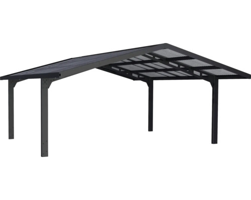 Abri noir avec structure en acier