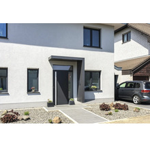 Auvent Gutta BS Plus 160 RAL 7016 gris anthracite 160x90 cm avec boîte aux lettres, partie latérale droite évacuation de l'eau dans la partie latérale