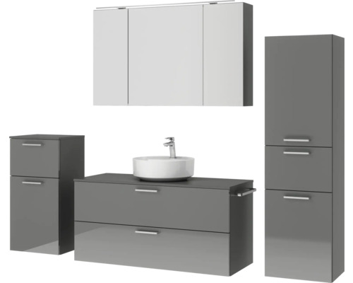 Badezimmermöbelset mit Waschtisch, Spiegelschrank und Seitenschrank fürs Badezimmer