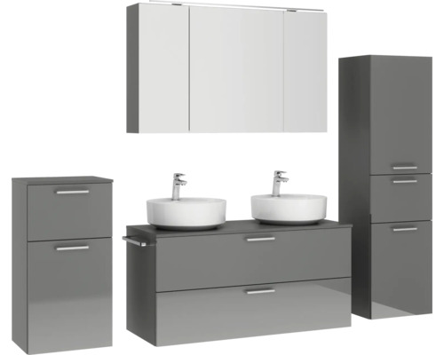 Badezimmer Möbelset mit Waschtisch, Spiegelschrank und Hochschrank