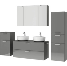 Badezimmermöbelset mit Waschbecken, Unterschrank und Hochschrank